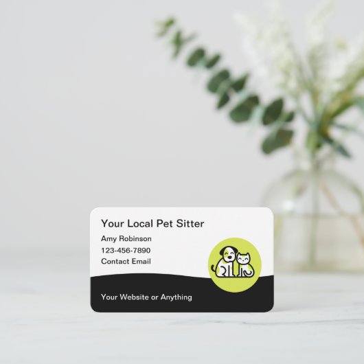 Trendy Pet Sitter Visitekaartjes Design (Staand voorkant)