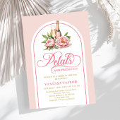 Trendy petals and prosecco blush and gold invite kaart