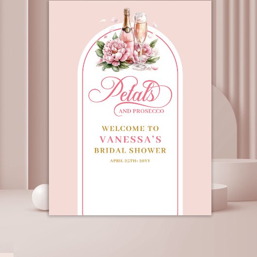 Trendy petals and prosecco bridal shower backdrop wandkleed