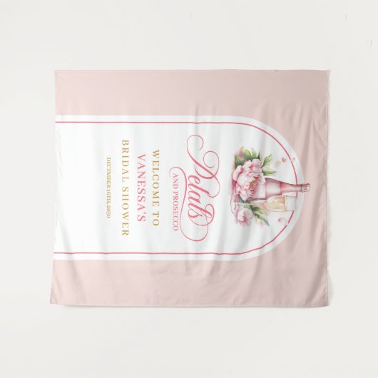 Trendy petals and prosecco celebration backdrop wandkleed (Voorkant (horizontaal))