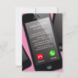 Trendy Phone Teenager Girls Birthday Party Kaart