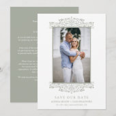 Trendy Photo Chic Ornament Sophisticated Wedding Save The Date (Voorkant / Achterkant)