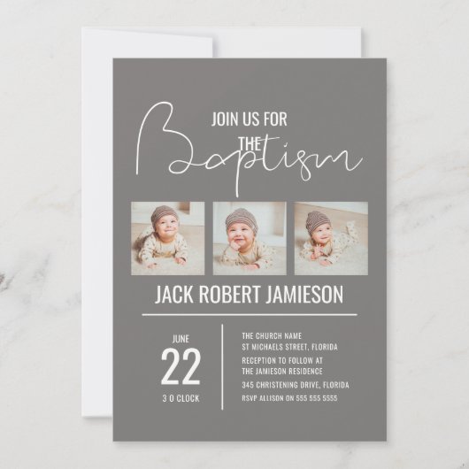 Trendy Photo Collage | Baptisme-uitnodiging Kaart (Voorkant)