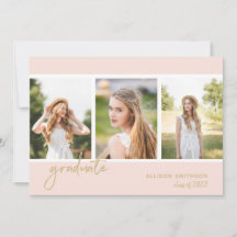 Trendy Photo Collage Blush Pink Gold Afstuderen