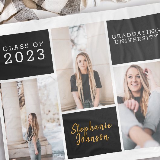 Trendy Photo Collage, elk jaar naam Afstuderen Fleece Deken