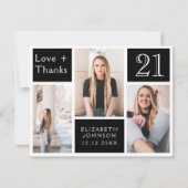 Trendy Photo Collage Happy 21st Birthday Bedankkaart (Voorkant)