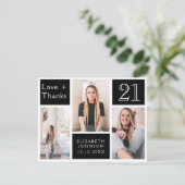 Trendy Photo Collage Happy 21st Birthday Bedankkaart (Staand voorkant)