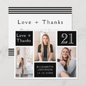 Trendy Photo Collage Happy 21st Birthday Bedankkaart (Voorkant / Achterkant)