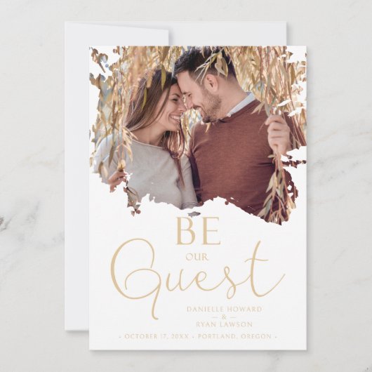 Trendy Photo Dirty Brushstroke Grunge Splatter Save The Date (Voorkant)