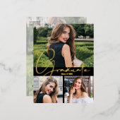 Trendy Photo Graduation Party Folie Uitnodiging Briefkaart (Voorkant / Achterkant)