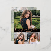 Trendy Photo Graduation Party Folie Uitnodiging Briefkaart (Voorkant / Achterkant)