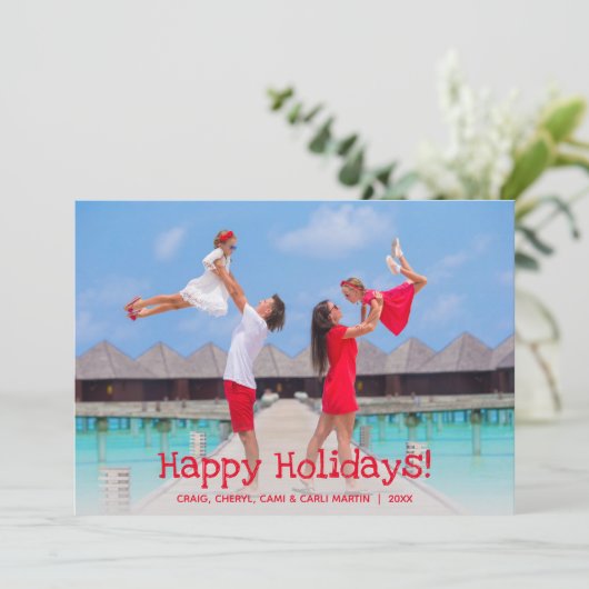Trendy Photo Happy Feestdagenkaart (Staand voorkant)