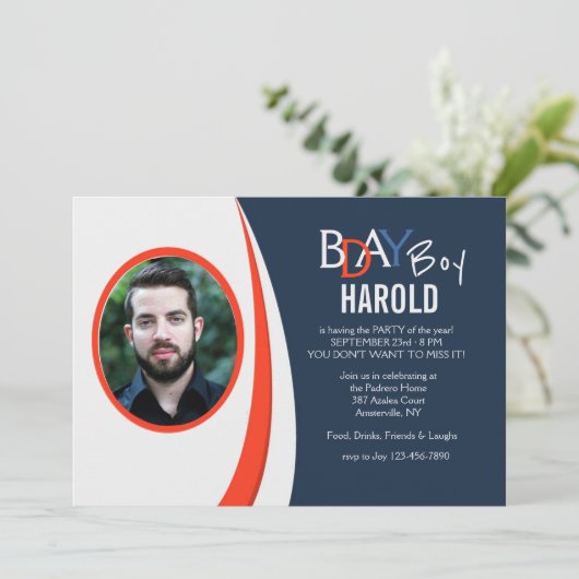 Trendy Photo Invitation Kaart (Staand voorkant)