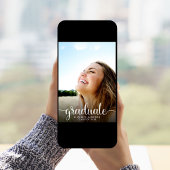 Trendy Photo White Script Afstudeerfeest Kaart