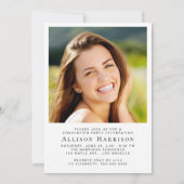 Trendy Photo White Script Afstudeerfeest Kaart (Achterkant)