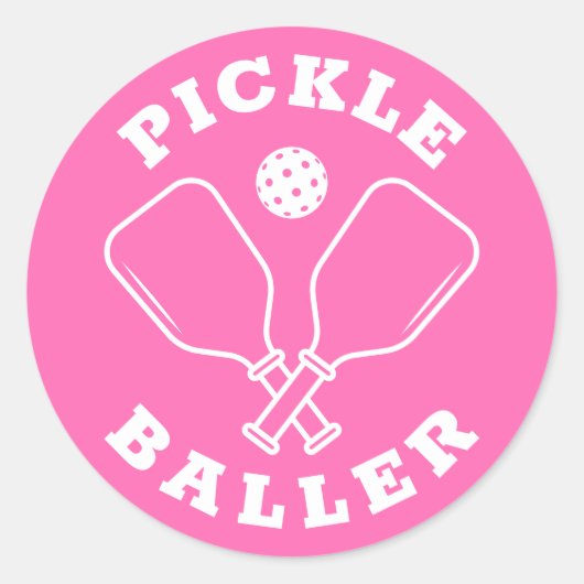 Trendy Pickle Baller Hot Pink Ronde Sticker (Voorkant)