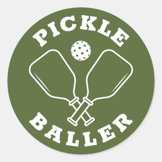 Trendy Pickle Baller Olive Green Ronde Sticker (Voorkant)