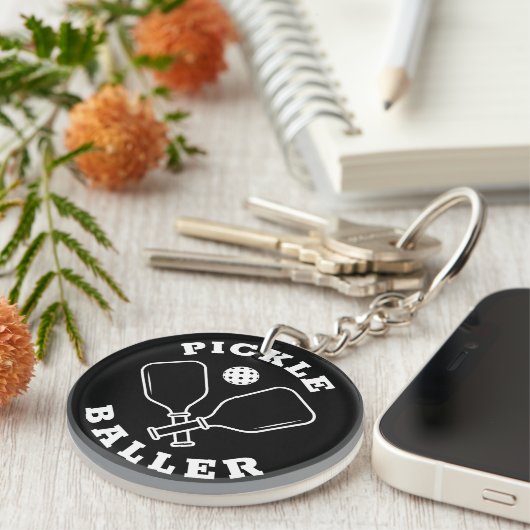 Trendy Pickle Baller Zwart Sleutelhanger (Voorkant Rechts)