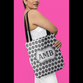 Trendy Pickleball gepersonaliseerd zwart-wit Tote Bag