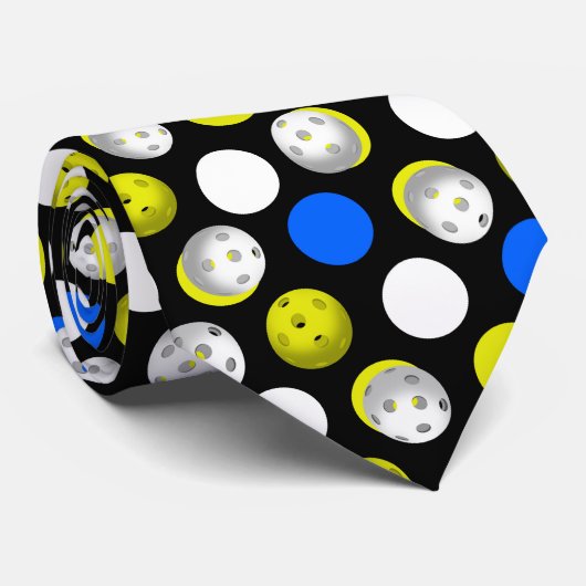 Trendy Pickleball Pattern Blue Green Stropdas (Opgerold)