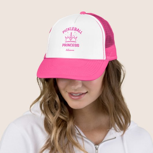 Trendy Pickleball Princess Hot Pink with Crown Trucker Pet