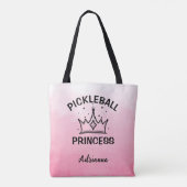 Trendy Pickleball Princess Pink Ombre with Crown Tote Bag (Achterkant)