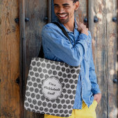 Trendy Pickleball Zwart & Wit 3 letter Monogram Tote Bag
