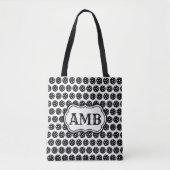 Trendy Pickleball Zwart & Wit 3 letter Monogram Tote Bag (Voorkant)