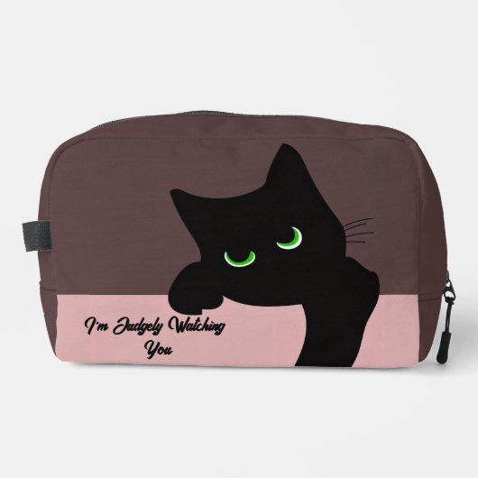 Trendy Piepende Zwarte Kat Monogram Toilettasje (Voorkant)