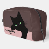 Trendy Piepende Zwarte Kat Monogram Toilettasje (Rechterhoek)