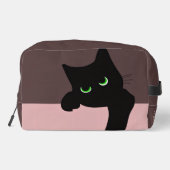 Trendy Piepende Zwarte Kat Monogram Toilettasje (Achterkant)