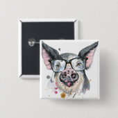 Trendy Pig Vierkante Button 5,1 Cm (Voorkant /achterkant)