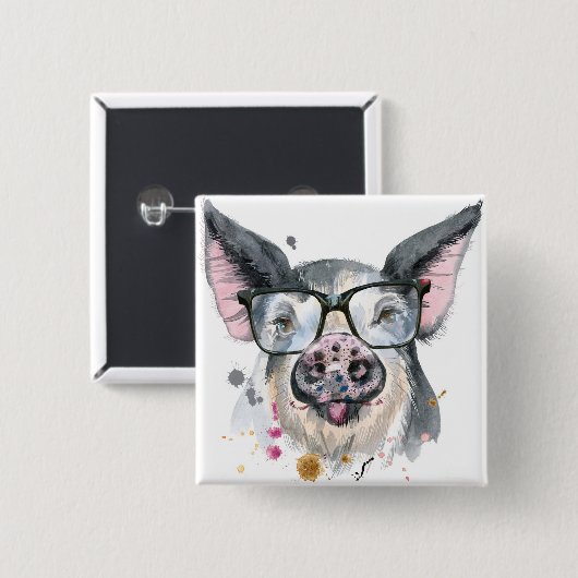 Trendy Pig Vierkante Button 5,1 Cm (Voorkant /achterkant)