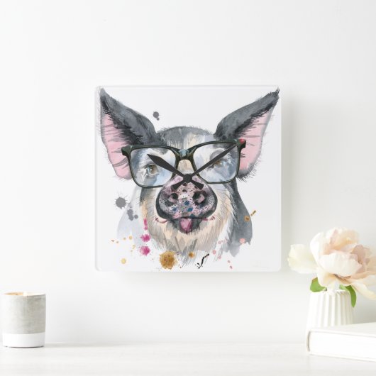 Trendy Pig Vierkante Klok (Huis)
