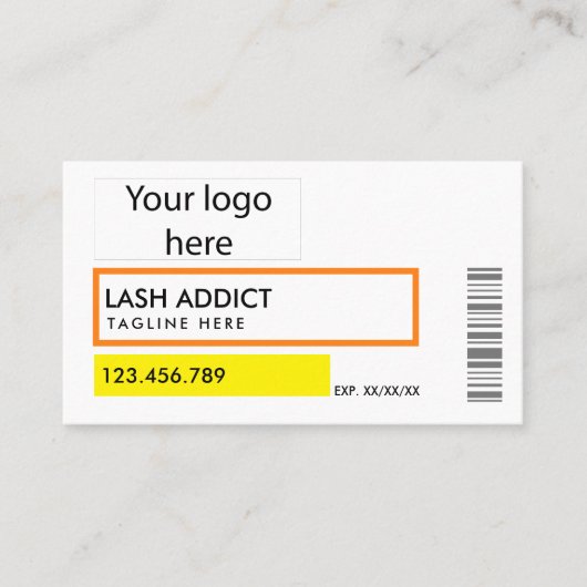 Trendy pil fles wimpers Verpakking Label (Voorkant)