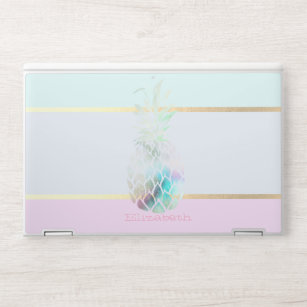 Trendy Pineapple Pastel Stripe - Gepersonaliseerd HP Laptopsticker