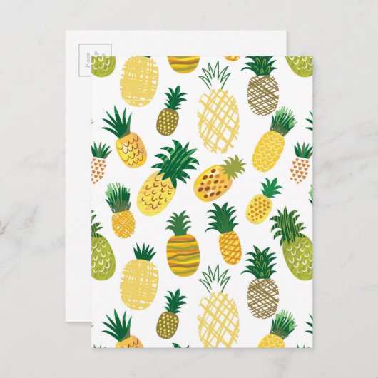 Trendy Pineapple Pattern Briefkaart (Voorkant / Achterkant)