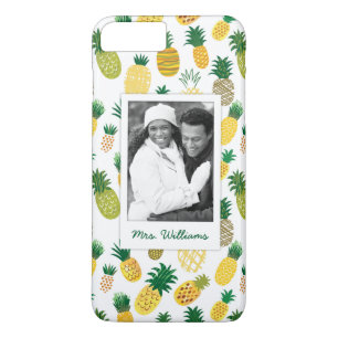 Trendy Pineapple Pattern   Foto en naam toevoegen Case-Mate iPhone Case