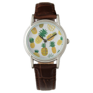 Trendy Pineapple Pattern Horloge