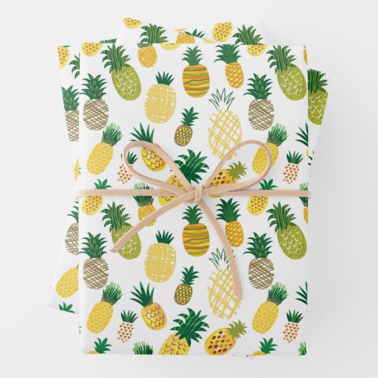 Trendy Pineapple Pattern Inpakpapier Vel (In situ)