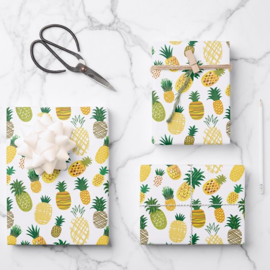 Trendy Pineapple Pattern Inpakpapier Vel (Voorkant)