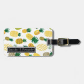 Trendy Pineapple Pattern | Jouw namen toevoegen Bagagelabel (Voorkant horizontaal)