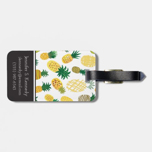 Trendy Pineapple Pattern | Jouw namen toevoegen Bagagelabel (Achterkant horizontaal)