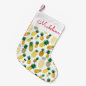 Trendy Pineapple Pattern | Jouw namen toevoegen Kleine Kerstsok (Voorkant (Hangend))