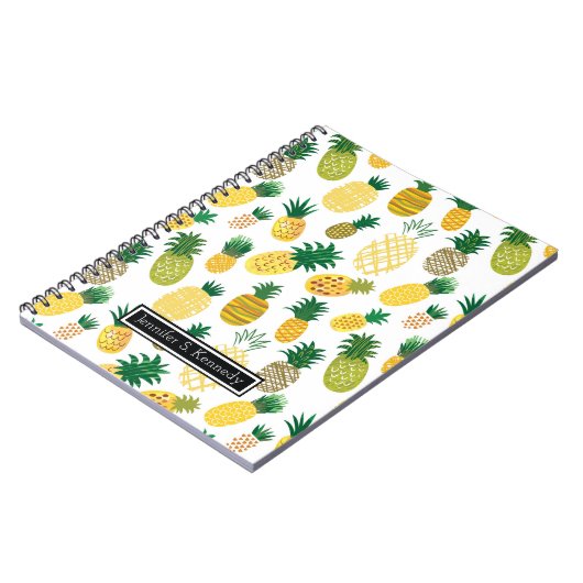 Trendy Pineapple Pattern | Jouw namen toevoegen Notitieboek (Linkerzijde)