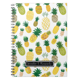 Trendy Pineapple Pattern   Jouw namen toevoegen Notitieboek