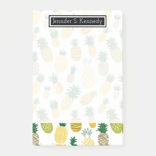 Trendy Pineapple Pattern | Jouw namen toevoegen Post-it® Notes (Voorkant)