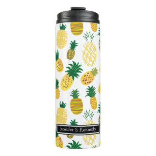 Trendy Pineapple Pattern Jouw namen toevoegen Thermosbeker