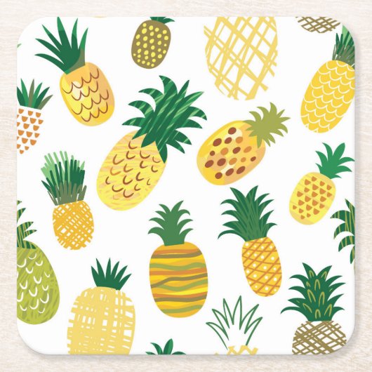 Trendy Pineapple Pattern Kartonnen Onderzetters (Voorkant)