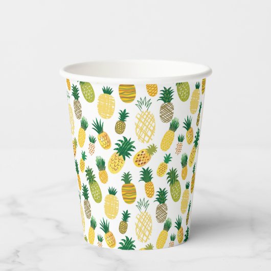 Trendy Pineapple Pattern Papieren Bekers (Achterkant)